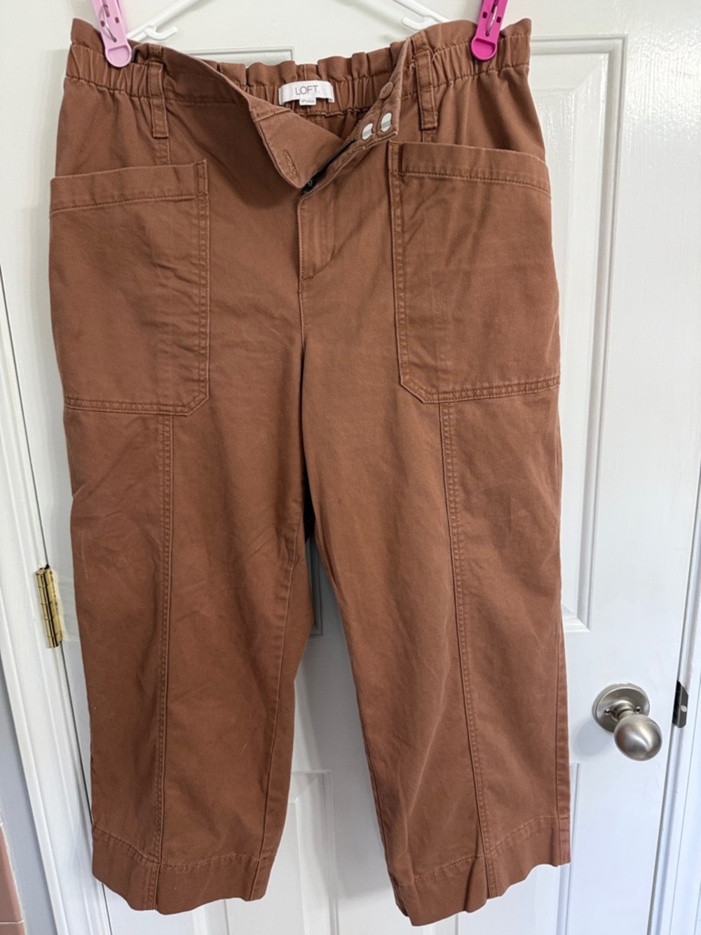 LOFT Wide Leg Crop Pants in Rust Brown